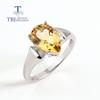 Classic Design Natural Citrine Pear 8*12mm Gemstone Rings 925 Sterling Silver Fine Jewelry Simple Daily Wear Women
