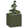 VidaXL Olive Green Planter 80x80x80 Cm Steel, Flower Pot, Plant Stand, Raised Bed, Planter Stand, Tub 860783