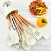 DIY Dessert Silicone Kitchenware Handle Food Grade Silicone Utensils Set Cooking Tools Spatula Ladle Beaters White Kitchen Non-Stick Home Living  Chic