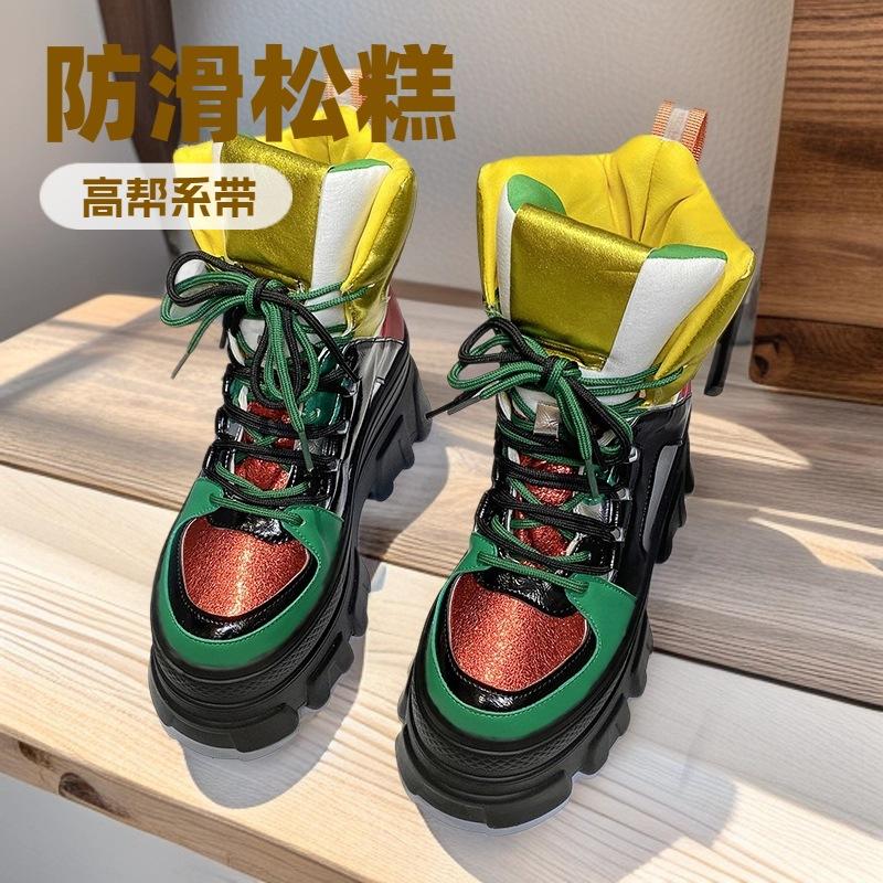 Fashion Luxury Leather PU Chunky Heel Platform Boots Women Waterproof Ankle Boots for Women Winter Warm Anti-slip Snow Boots Botas Mujer