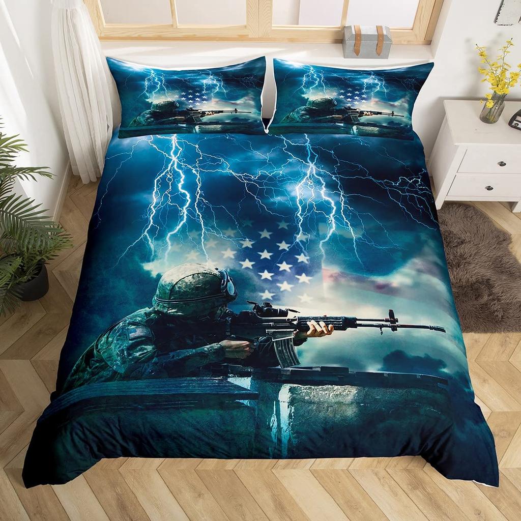 Thunder and Lightning Duvet Cover Set Cloud Natural Disaster Landscape Bedding Set for Kid Teen Adult Polyester Comforter Cover