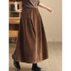 Autumn and Winter Japan and South Korea New Temperament Retro Corduroy Skirt Elastic Waist Temperament Pendulum Skirt Velvet Long Skirt