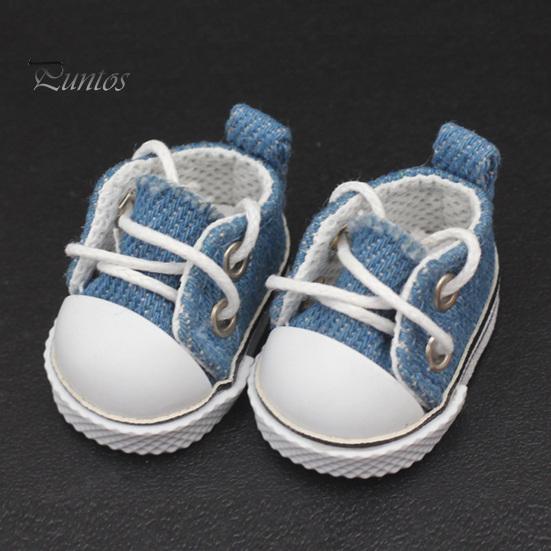 1 Pair Doll Shoes Mini Lace-Up Canvas Sneakers for 17cm Dolls Fingerboard Mini Finger Shoes Toy Accessory Realistic Design Creative Gift