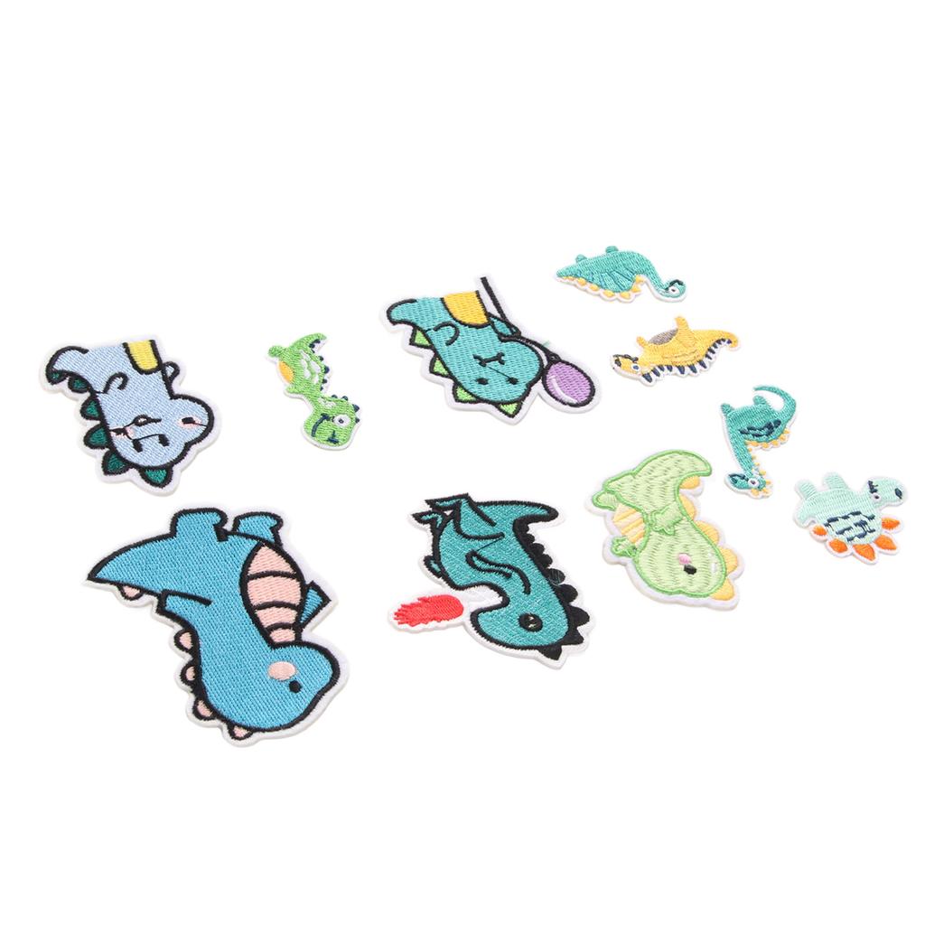 10Pcs Sew On Patches Dinosaur Shape Cute DIY Easy To Use Embroidery Applique for Clothes