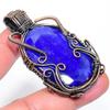 Sapphire Natural Gemstone Handmade Copper Wire Wrap Pendant 2.44" p9D16