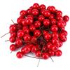 100Pcs Artificial Holly Berries 10mm Plastic Berries Decor On Wire for Christmas Tree Decorations