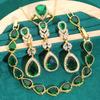European and N Anti Allergy Zircon Bracelet Necklace Earring Ring Jewelry Set High Grade Female Emerald Ring Necklace
