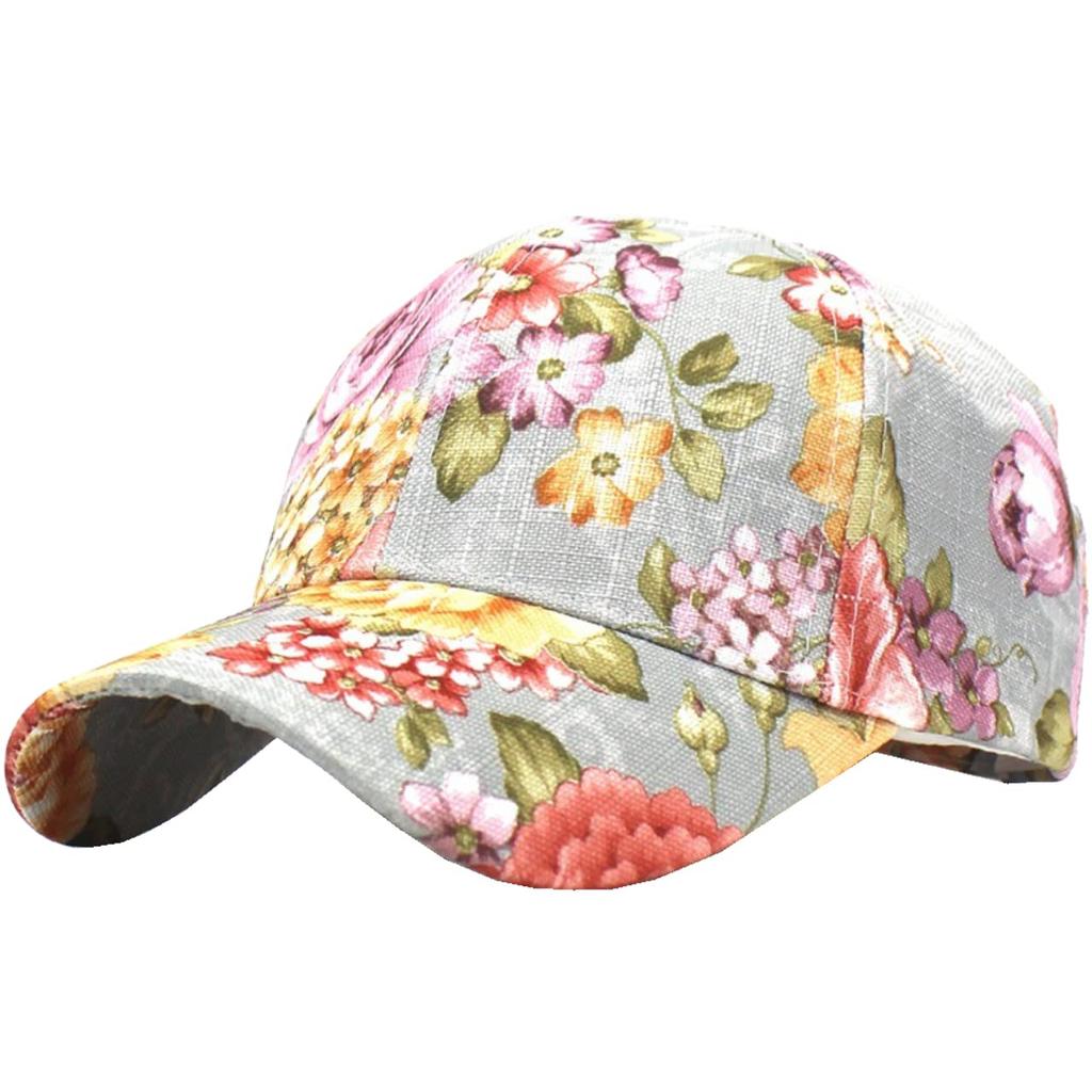 White Fang Cap Floral Pattern Hat Sports Running Outdoor Men Women CA614 (Gray)