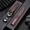 Crocodile Pattern Luxury Design Leather Watchbands with Automatic Buckle Men Watch Band 18mm 20mm 22mm 24mm Watch Straps