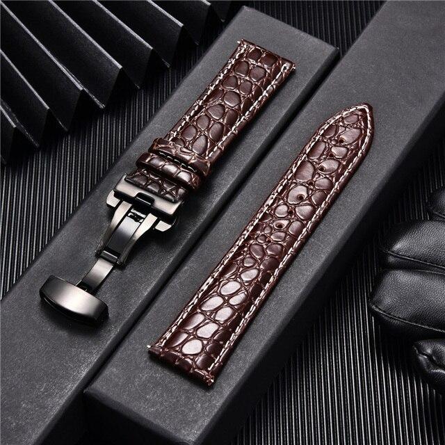 Crocodile Pattern Luxury Design Leather Watchbands with Automatic Buckle Men Watch Band 18mm 20mm 22mm 24mm Watch Straps