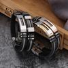 Fashion Stainless Steel Bracelets Wrist Band Black Silicone Punk Wristband Casual Bangles