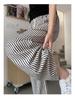 Women's Korean Pinstripe Wide-Leg Pants - Summer Casual, Loose Fit, Elastic Waist & Drawstring, Textured Straight-Leg.