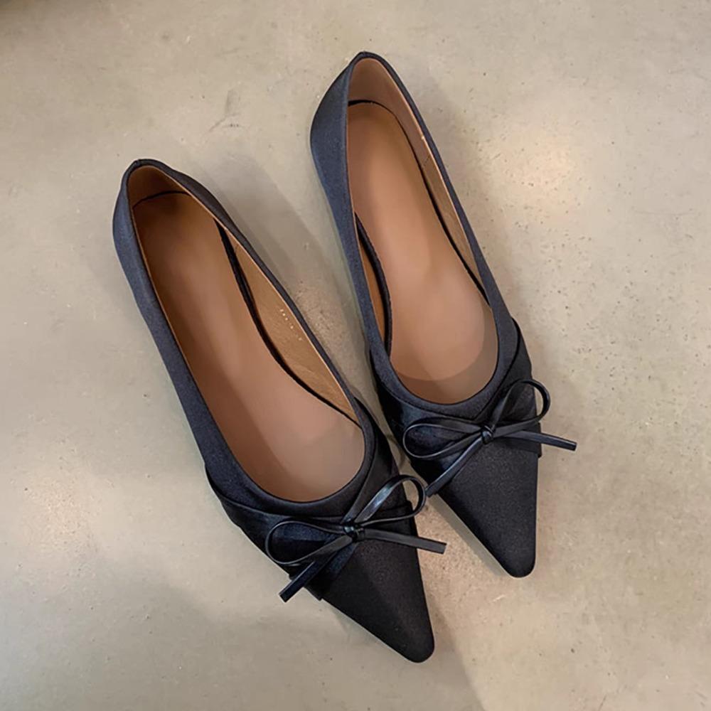 Women Flats Plus Size Bow Pointed Toe Flat Loafers Shallow New Slip On Women Shoes Fashion Comfortable Dress Shoes for Women