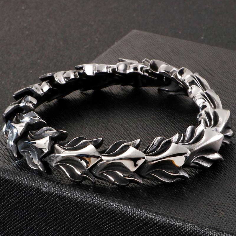 17MM Keel Chain Bracelet For Men Old Silver Color Stainless Steel Men's Bracelets Accessories Vintage Bikers Jewelry Armband