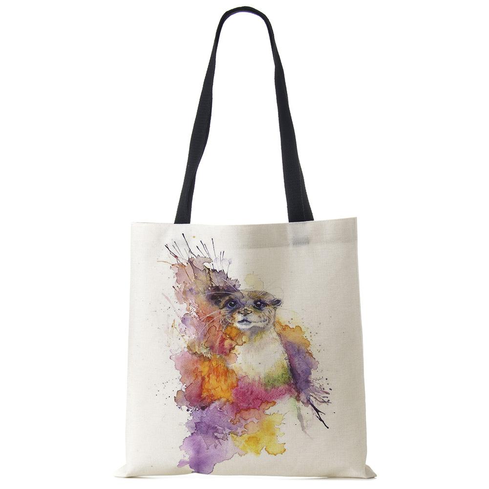 Butterfly Animal Cat Print Tote Shoulder Bag For Women Shopping Reusable Bags For Groceries Folding Travel School Beach Bags