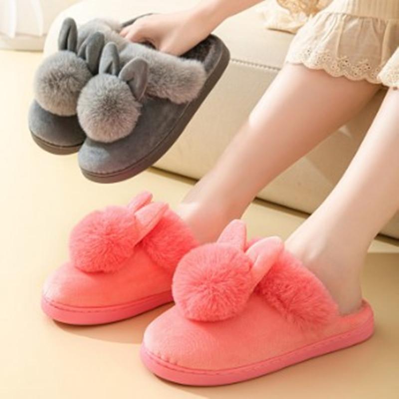 1 Pair Smellless Indoor Slippers Coldproof Fashion Cartoon Rabbit House Female Slippers