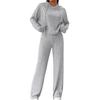 2 Pcs/Set Women Hoodie Pants Suit Drawstring Thread Long Sleeves Solid Color