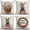 New Easter Flower Basket Bunny Pillow Case Spring Wreath Decorative Pillow Sofa Cushion Cover Combination