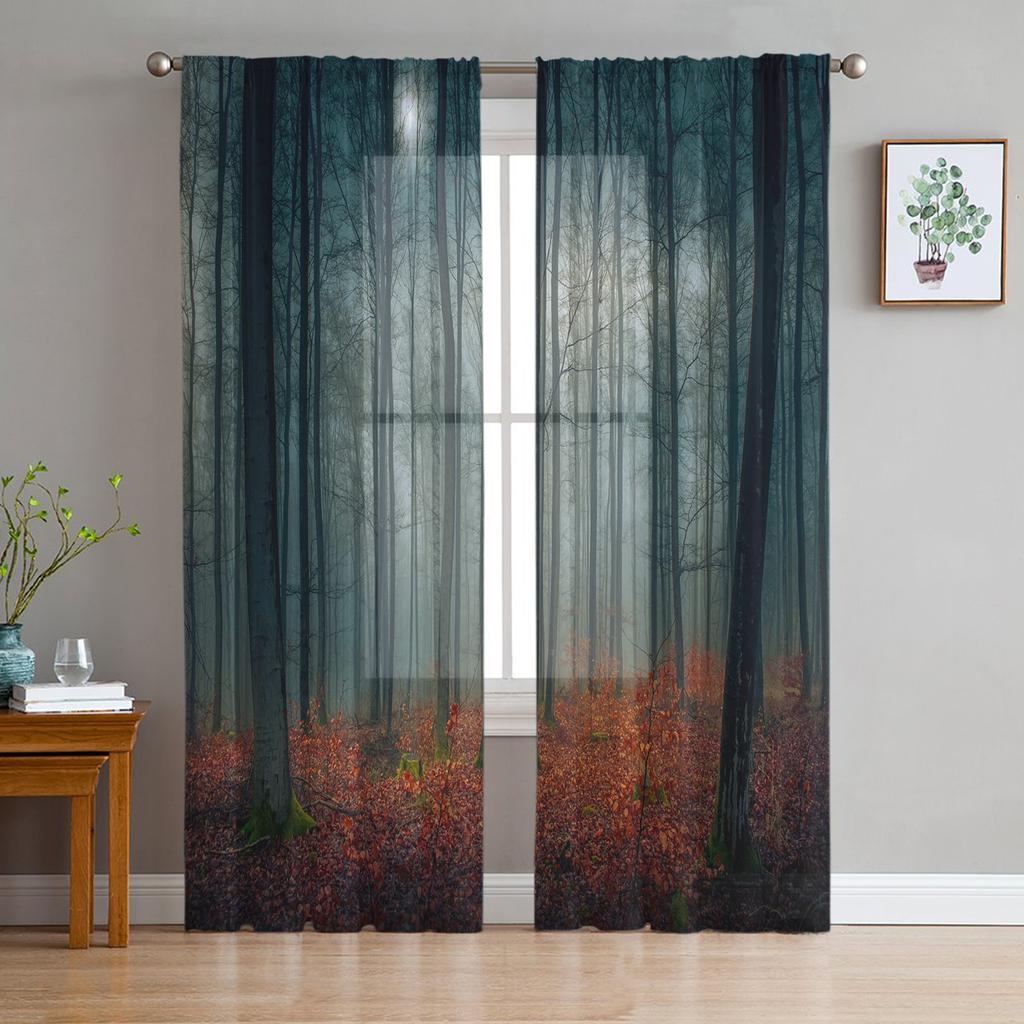 Thanksgiving Autumn Wild Flowers Voile Curtains For Bedroom Tulle Window Curtain For Living Room Sheer Curtains Blinds Drapes