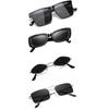 Sheomy Unisex Combo Offer Pack of 4 Shades Glasses White Black Candy MC Stan Rectangle Retro Vintage Narrow Sunglasses Women and Men, Combo Offer Pack