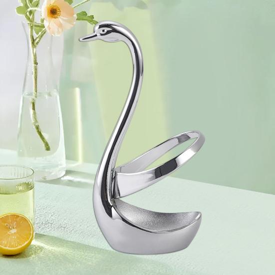 Stainless Steel Mini Fruit Forks Spoons with Non-Slip Handle Food-Grade Swan Storage Rack for Kids Desserts Snacks Parties Weddings