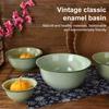 Винтажная эмалированная глубокая суповая миска, утолщенный ретро контейнер для риса и лапши, можно мыть в посудомоечной машине, сервировочная кастрюля для горячих блюд