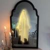 Halloween Hologram Ghost Mirror LED Light Up Spooky Ghost Mirror for Halloween Indoor Outdoor Haunted House Room Decor