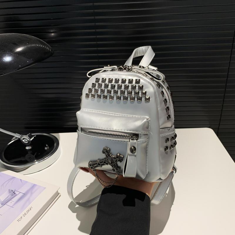 High-quality Studded Backpack for Women  Rock Fashion Bag  Youth Bag