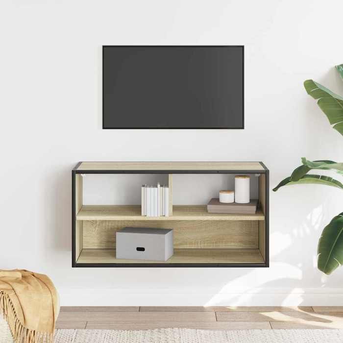 VidaXL TV Cabinet Sonoma Oak 80x31x39.5 Cm Engineered Wood and Metal, TV Stand, Media Cabinet, TV Console, HiFi Furniture, 848925