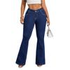 Women's Fashionable Casual Micro Flared With Frayed Edges And Double Button Jeans