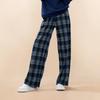 San Cai Women's Plus Size Retro Plaid High-Waist Straight Leg Pants