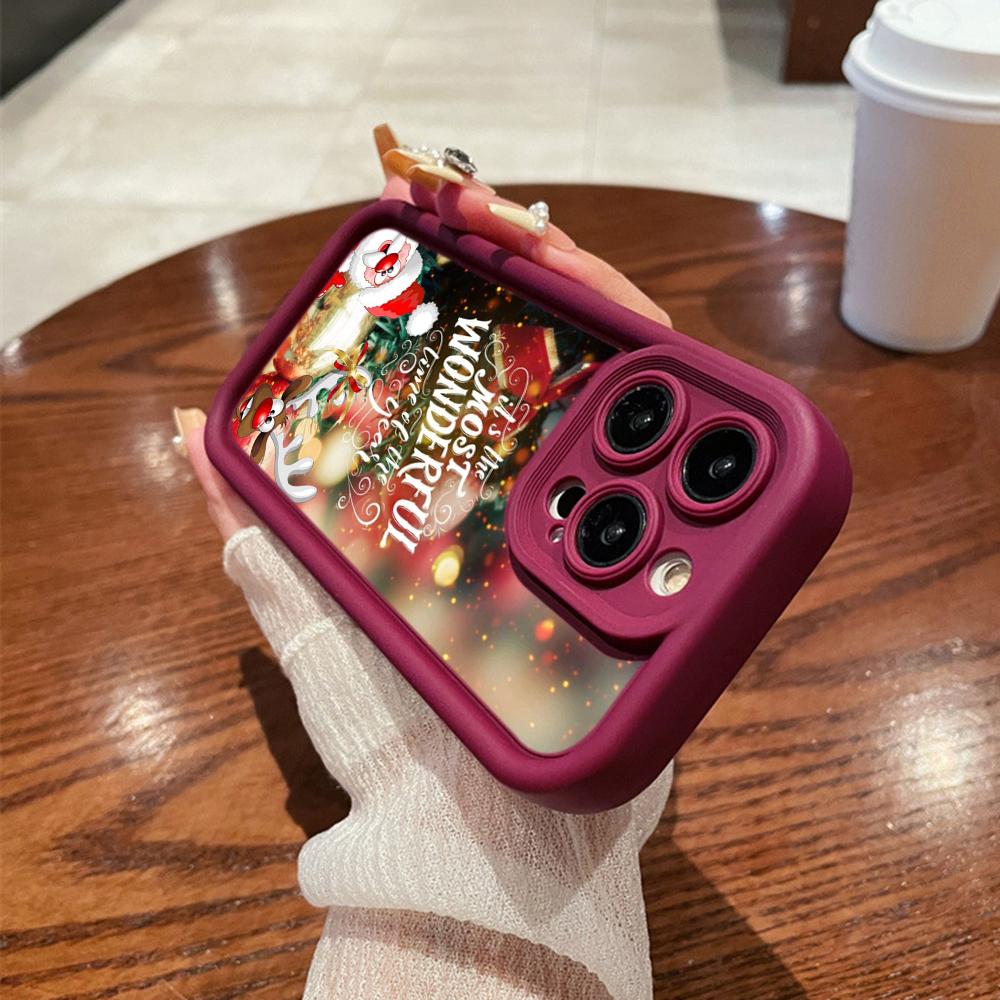 N109 Happy New Year Merry Christmas Design Soft Angel Eyes Phone Cases for iPhone 16 15 14 13 11 Pro Max 8 7 6 Plus 12 Mini XR XS Max Shockproof Cover