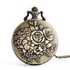 Vintage Flower Pocket Watch Quartz Necklace Chain Men Women For Girls Gifts