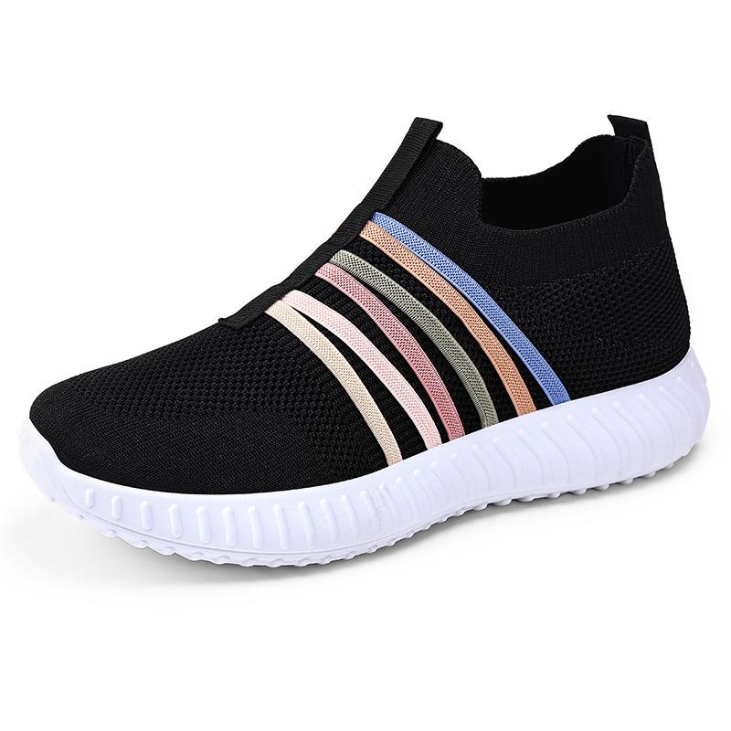 Women's Shoes Casual Shoes New Large Size Breathable Single Shoes Flying Woven Lightweight Shoes Women's Soft-soled Simple Mesh Shoes