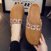 Fashion Home Indoor Linen Slippers Men Women 2025 Summer New Retro Style Couple Home Slippers Non-Slip and Wear-Resistant Couple Sandals