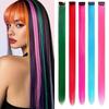 Synthetic Colorful Clip-in Women's Hair Extensions Suitable Multi-Color Straight Hair Pieces For Women Daily Festival Party Accessories