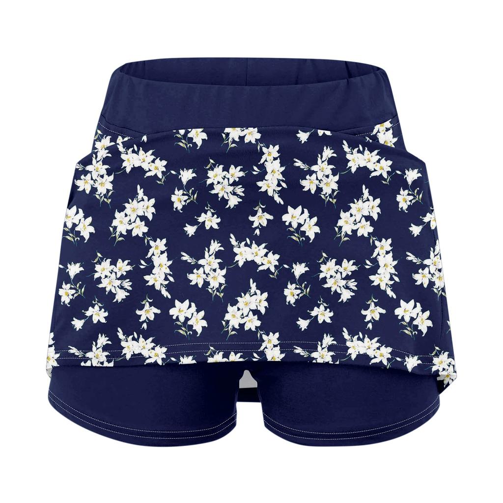 Elastic Yoga Culottes For Women Printed Athletic Shorts Lightweight High Waist Skinny Printed Joggers