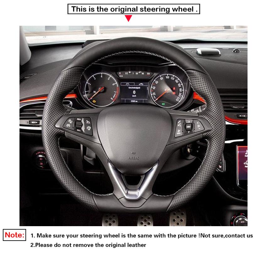Черный чехол на руль автомобиля из искусственной кожи для Opel Astra 2015-2021 Corsa Combo Mokka 2018-2021 Grandland X Insignia CT 2017-2021