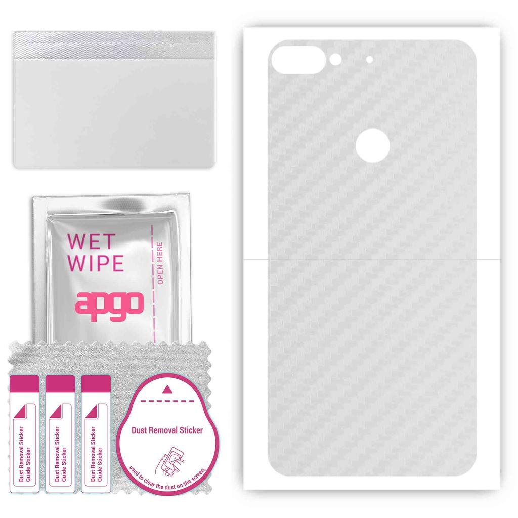 apgo Protective Skin Sticker for the Back Compatible with HTC Desire 12 Plus, Wrap Film, Foil, Vinyl - Pattern Transparent Carbon