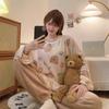 Fall and Winter Girls Warm Pajamas Home Clothing Set Women's Winter Face Towel Sweet and Cute Warm Cotton Padded Home Clothing for Spring and Fall