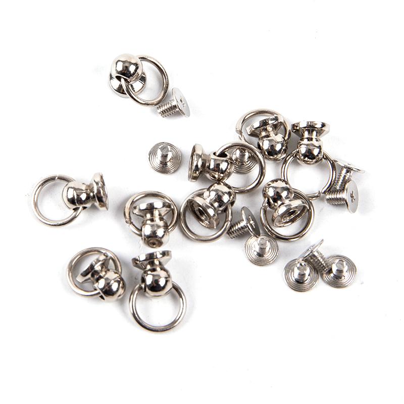 10Pcs 8Mm Metal Button O Ring Stud Screwback Craft Bag Phone Screw Nail Rivet