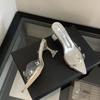 Transparent High Heels 2025 Summer New Fashion Rhinestone Crystal Fairy Style Temperament Empty Pointed Slippers