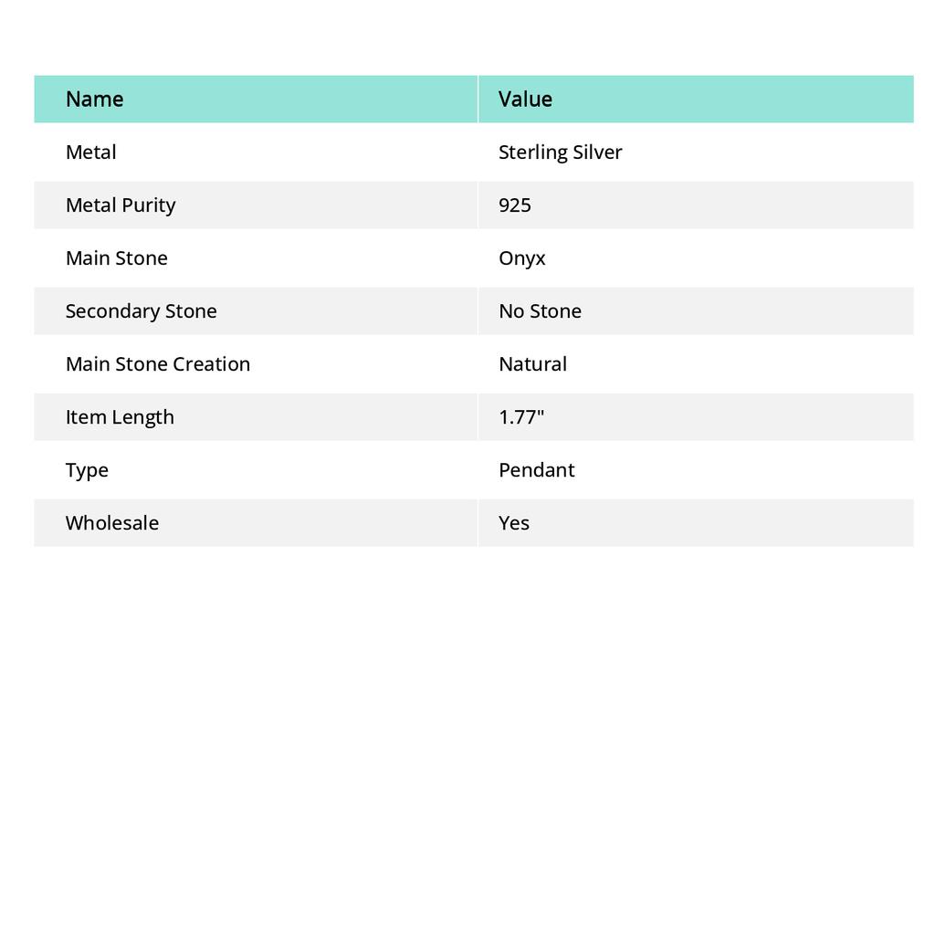 Natural Green Onyx Gemstone Handmade 925 Sterling Silver Pendant 1.77" k4G03