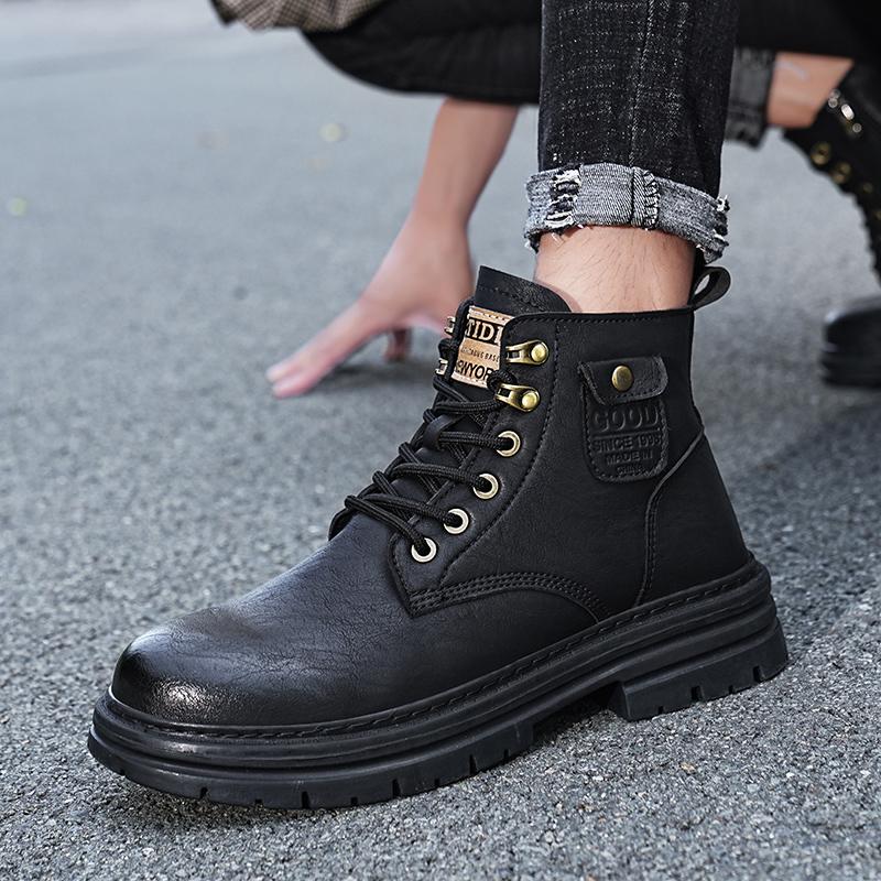 Luxury Leather Men's Ankle Boots High Top Outdoor Tooling Boots Work Casual Motorcycle Boots Work Boots for Men Boots