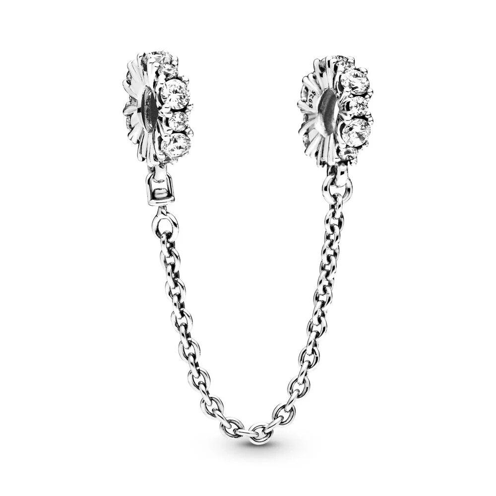 925 Sterling Silver Sparkling Pavé Crown O Tree Safety Chain Charm Bead Fit OriginalNew Bracelet DIY Women Jewelry Gift