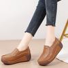 Slip-on Women Wedge Heels PU Leather Loafers Non-slip Platform Shoes Waterproof Mother Shoes Casual Walking Shoes
