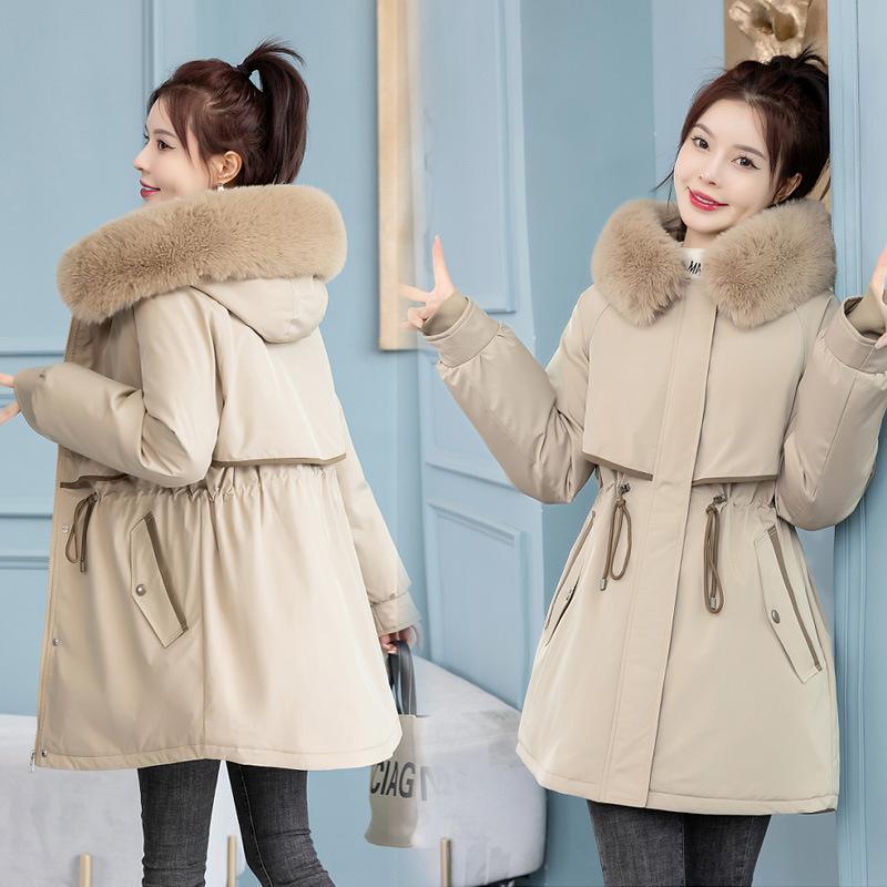 Wear One Dress and Three Women's Medium and Long Removable Slim-fitting and Thin Cotton Clothes, Winter Fashion Warm Jacket