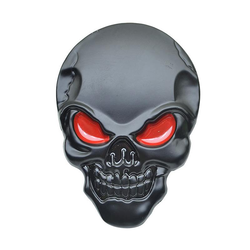 Skull Skeleton Head Skull 3D Metal Car Body Sticker Auto Rear Emblem Badge Decal Chrome And Black For Auto Car Motorcycle