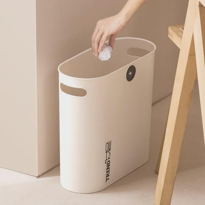 Narrow, Large, Open-Top Waste Basket for Household Use - Suitable for Living Room, Kitchen, and Bathroom