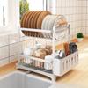 2 Tier Dish Drying Rack with Drip Tray, Dish Drainer Rack for Kitchen Countertop Organizer